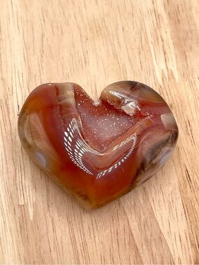 🌑Druzy Carnelian Polished Crystal Heart Carving🌑